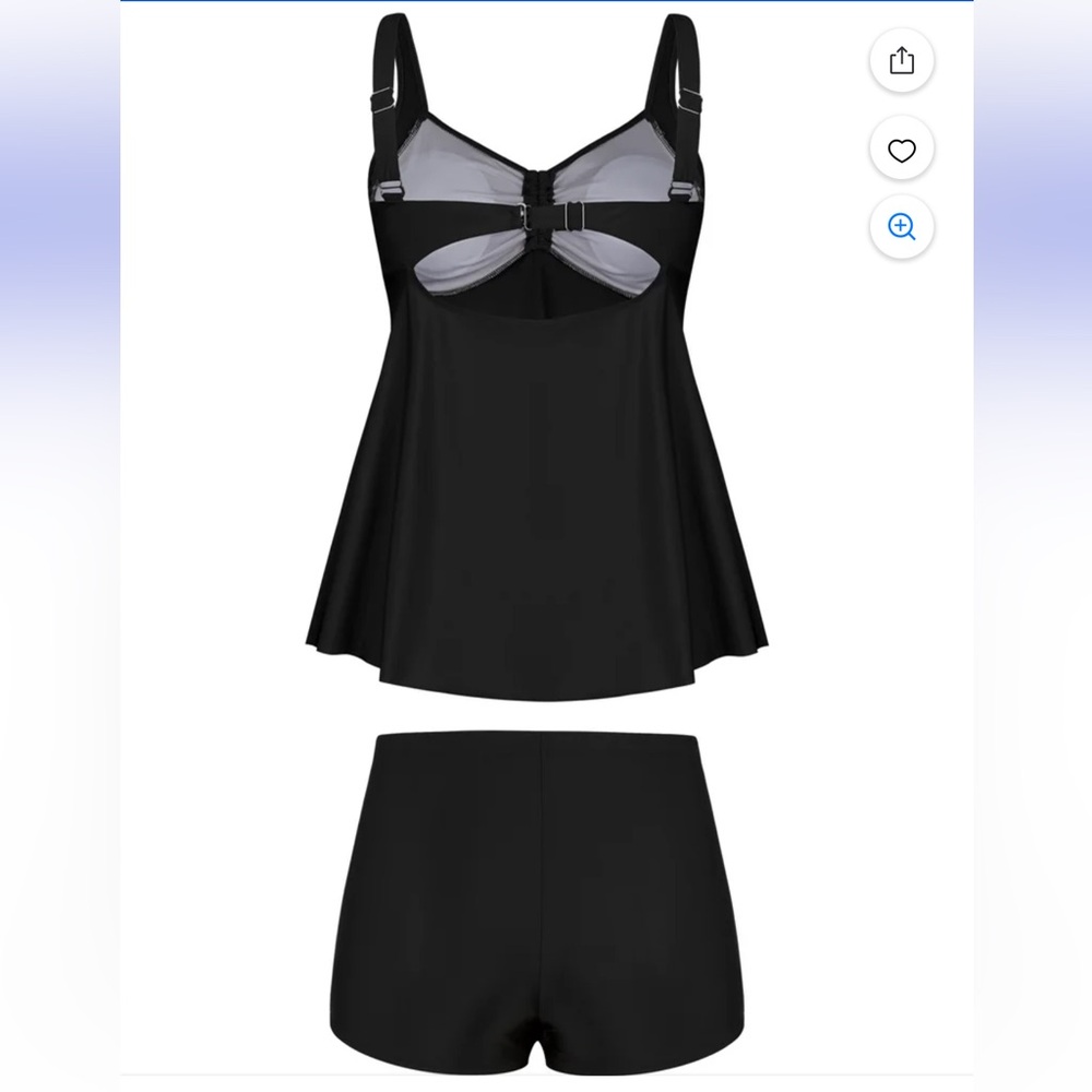 Plus Size 2 Piece Ruffle Bathing Suit Drawstring Tank with Boyshorts - Picture 7 of 9